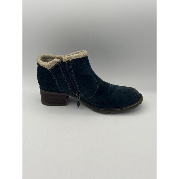 Sporto Womens Leather & Suede Ankle Boots With Faux Fur Lining 7.5W Blue - Picture 5 of 8